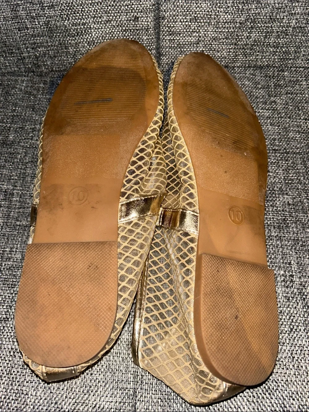 Gold Mesh Mary Jane Flats with Metallic Strap - Picture 7 of 8